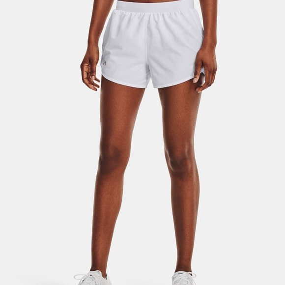 Under Armour Fly By 2.0 Running Athletic Shorts 1350196-100 White Womens Size XL - Picture 2 of 4
